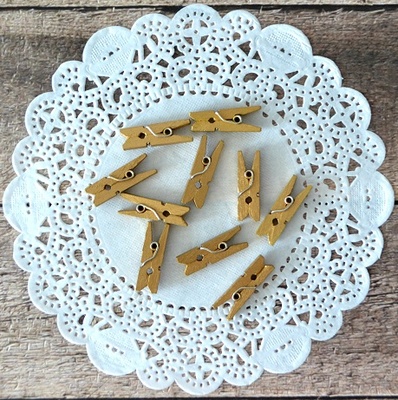 Прищіпки Деревʼяні від Hobby&You "Золоті", 2,5см, 10 шт.