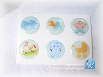 Набір епоксидних наліпок від Евгенія Курдібановська ТМ - хлопчик, 6 шт., діаметр 2см