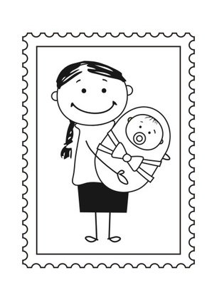 Акриловий штамп D028 мама і дитина, розмір 2,8х3,8 см