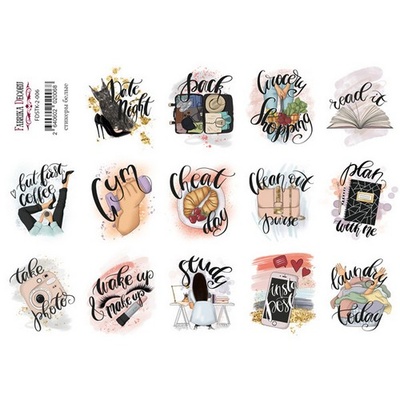 Набір наліпок (стікерів) для журналінгу 2 - 006, ТМ Фабрика Декору