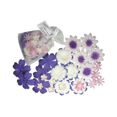 Декоративные бумажные цветочки,  цвет: фиолетовый, 2-5 см, 25 шт.