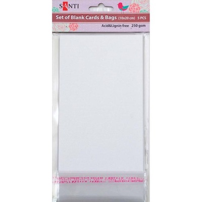 Набір білих перламутрових заготовок для листівок, 10см*20см, 250г/м², 5шт., ТМ Santi