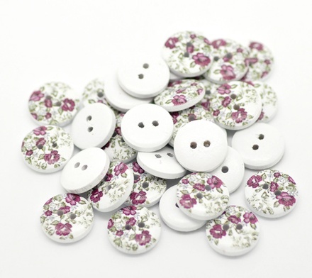 Дерев’яний ґудзик Multicolor Flower B17602, діаметр 15 мм, 1 шт.