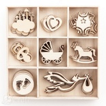 Набір деревʼяних прикрас dpCraft (Dalprint) - Baby, 40 шт.