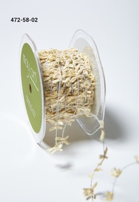 Стрічка - WiRed String w/ Mini Raffia Bows Natural - бежевий, ширина - 16 мм, довжина 90 см
