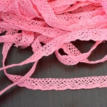 Мереживо бавовняне, в’язане, колір рожевий, ширина 1.2см, довжина 90 см