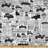 Тканина 100% бавовна - газета ретро - авто, 45x55см