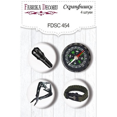 Скрап-фішки набір 4шт. Military style #454, ТМ Фабрика Декору