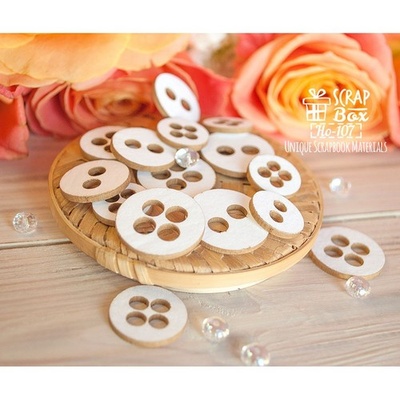 Чипборд ScrapBox - Прості ґудзики (15шт.) Ho-107