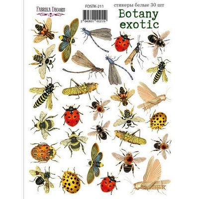 Набір наліпок (стікерів) 30 шт. Botany exotic 211, ТМ Фабрика Декору