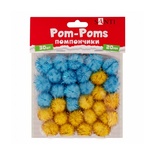 Помпони SANTI з люрексом (блакитний жовтий) 20мм 30 шт.