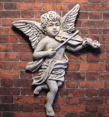 Гипсовое украшение с патинированием от Е.В.A - Ангел со скрипкой, 7.1см