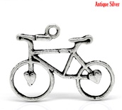 Металева прикраса/ підвіска "Велосипед", 31x23м античне срібло, 1 шт.