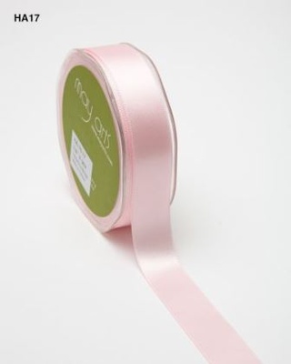 Двостороння атласна стрічка Double Faced Satin - рожевий, ширина — 22 мм, довжина 90 см