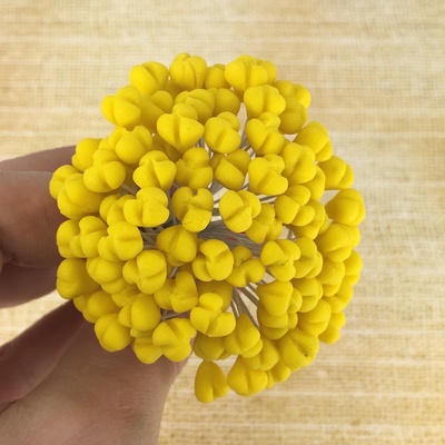 Пестики для лилии, фактурные на проволоке, цвет желтый, 5 шт.