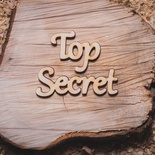 Деревʼяна вирубка від Вензелик - напис "Top Secret", 115x34 мм