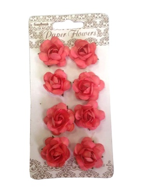 Троянди від ScrapBerryʼs, кораловий, діаметр 2см, 8 шт