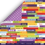 Аркуш двостороннього паперу для скрапбукінгу від Scrapmir - напис (ENG) - Ticket to the Moon, 30x30см