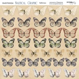 Аркуш двостороннього паперу для скрапбукінгу від Scrapmir - Метелики - Nautical Graphic, 20x20cм