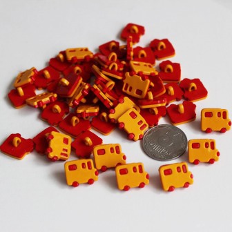 Ґудзик "Автобус", колір жовтий з червоним, 1 шт.