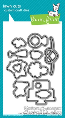 Штампи і ножі від Lawn Fawn - Happy Wedding - щасливе весілля