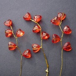 Веточка с кристаллами-сердечками, цвет красный, 1 шт.