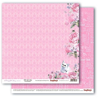Набор бумаги для скрапбукинга от ScrapBerry's - Шебби Котики, 6 листов, RU, 30,5х30,5 см, 190 гр/м, двусторняя