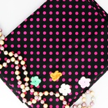 Бавовна, чорний в рожевий горошок, 45x55см