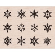 Резиновый штамп Hero Arts - Snowflake Sampler, на деревянном блоке