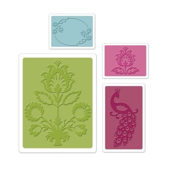 Набор папок для тиснения от Sizzix -  Textured Impressions Embossing Folders 4PK - Peacock Set - Павлин, 4 шт