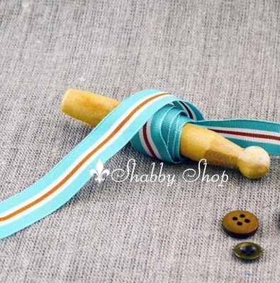 Стрічка American Crafts у блакитну, білу, коричневу, ширину 15,7мм, 90 см