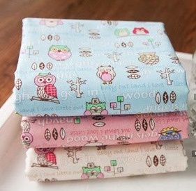 Бавовна Мультяшні сови - блакитні, розмір:45x55см