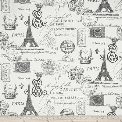 Ткань 100% хлопок - Французские надписи на сером, 45х55 см