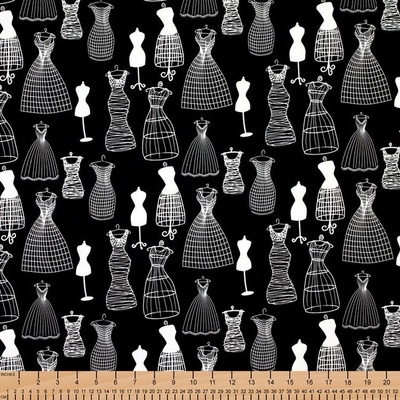 Тканина 100% бавовна - Манікени чорно - білі, 45x55см