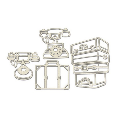 Набір чіпбордів Старинні телефони і валізи 670, 10x15см, колір молочний, ТМ Фабрика Декору