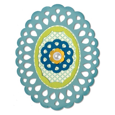 Ніж для вирубки Sizzix - Sizzix Thinlits Die Set - Frame Layers & Flowers, 4 шт.