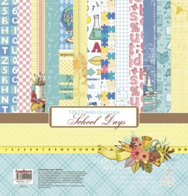 Набор бумаги для скрапбукинга от Scrapberry's - Школа, 30,5х30,5 см, 190 гр/м, (7 двусторонних) УКР
