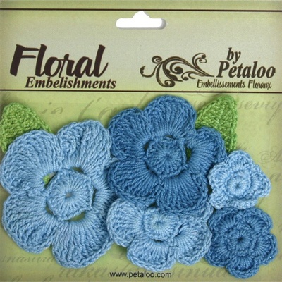 Набор вязаных цветов Petaloo - Crocheted Flowers Collection Blues