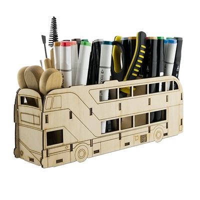 Заготовка ТМ Фабрика Декору - Дерев’яний органайзер для письмових засобів Автобус