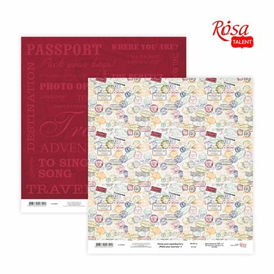 Бумага для скрапбукинга от ROSA TALENT - Make your journey 4, двусторонняя, 30х30см, 200г/м2