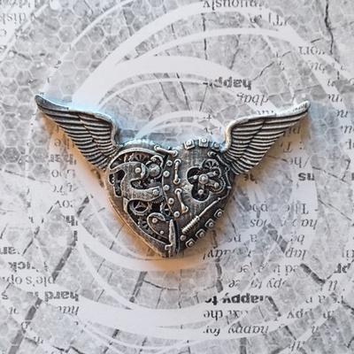 Гіпсова прикраса від E.B.А - "Механічне серце в стилі "стімпанк" з патинуванням, 7см