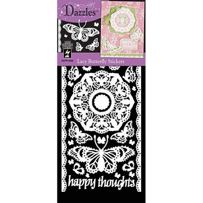 Набір наліпок - висічок HOTP - Lacy Butterflies Dazzle White, 31 шт., білий колір