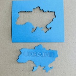 Вирубка із щільного картону (щільність 180 - 250) - контур України з назвою Ukraine, в Набірі 2 елементи (контур і основа)