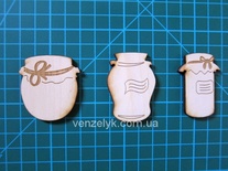 Деревʼяна прикраса від Вензелик - Набір баночок, фанера товщиною 0,4 см