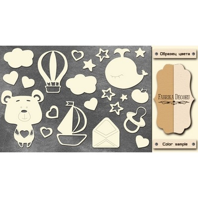 Чипборд Фабрика Декору - Sweet baby boy-2, цвет молочный, крафт