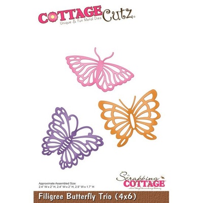 Ніж для вирубки CottageCutz - Filigree Butterfly Trio, 10x15см