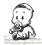 Акриловий штамп D014 Дитина з пустушкою, розмір 4,9х5,7 см