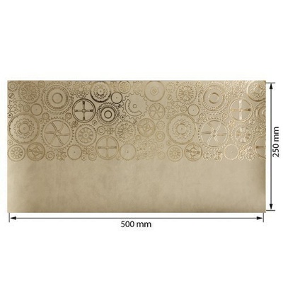 Відріз екошкіри з тисненням золотою фольгою Golden Gears Beige 50x25см, ТМ Фабрика Декору