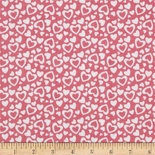 Тканина 100% бавовна - Сердечки білі на рожевому, 45x55см