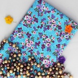 Бавовна, квіткові букети на бірюзлому фоні, 45x55см